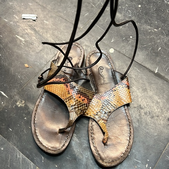 Fortuna Valentino Snakeskin Sandals 39.5 - Picture 6 of 15